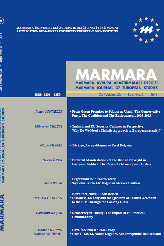 Marmara Üniversitesi Avrupa Araştırmaları Enstitüsü Avrupa Araştırmaları Dergisi-Cover