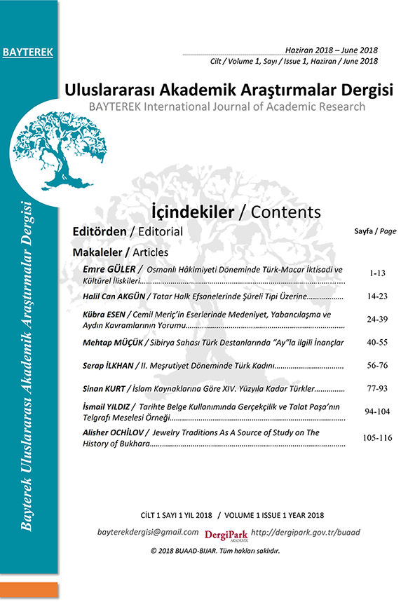 Bayterek Uluslararası Akademik Araştırmalar Dergisi-Cover